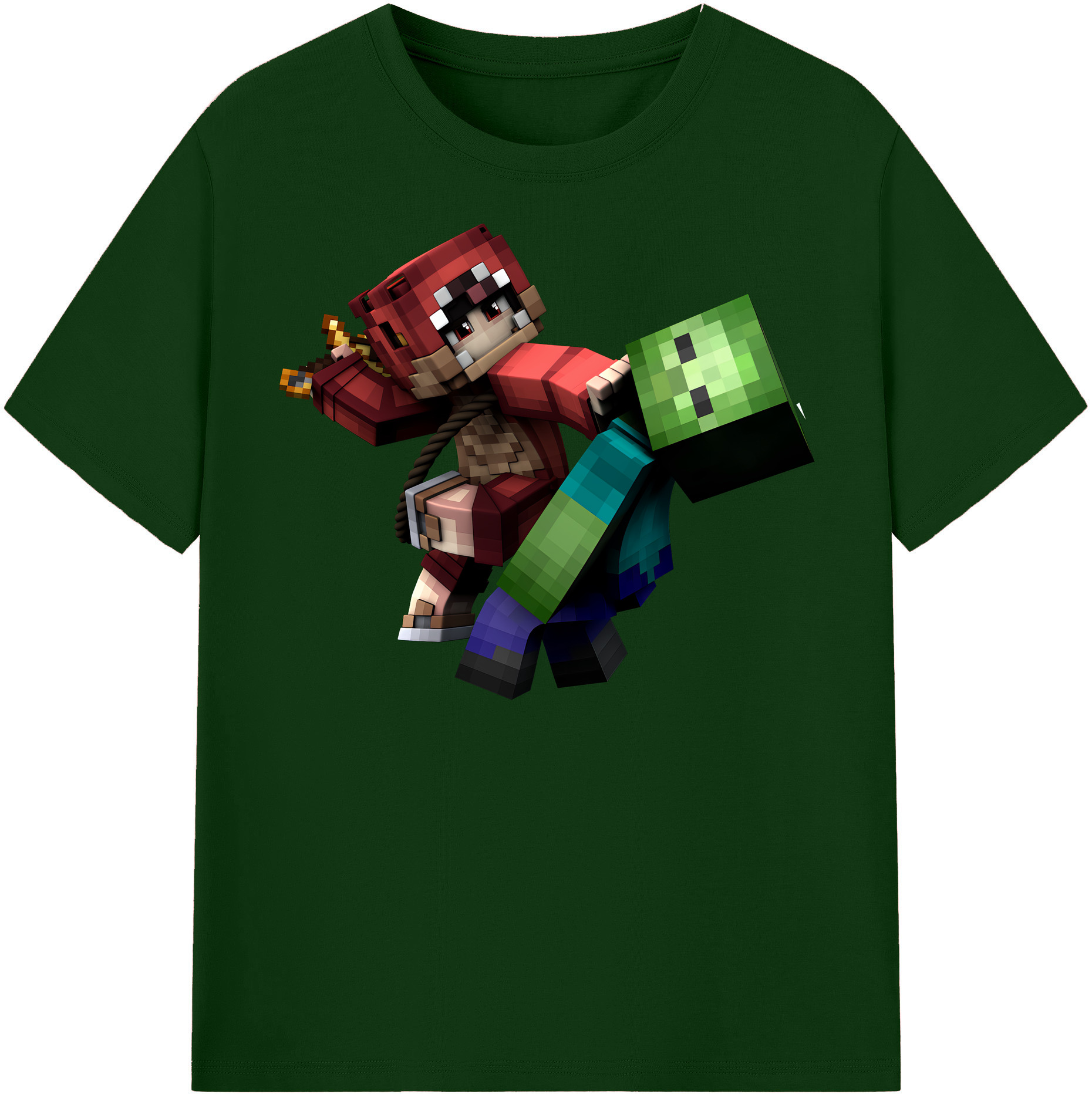 （画像用） マインクラフト ブロックの世界 Minecraft MC Block world 綿100％半袖Tシャツ（フロントプリント）